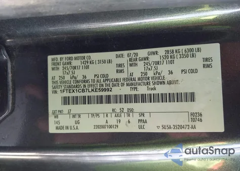 2020 Ford F150 Xlt from USA, damaged, VIN 1FTEX1CB7LKE59992